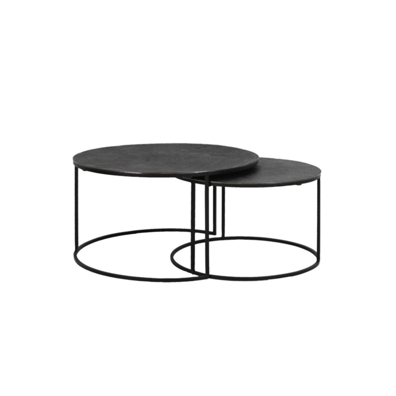 CAFE TABLE RNG METAL TEX TOP ANTIQUE BLACK SET OF 2 - CAFE, SIDE TABLES